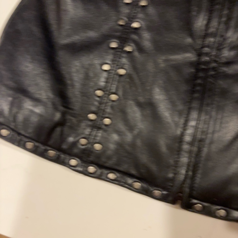 Vintage Harley Davidson Black Leather fancy ✨silver  Studded ✨Vest -XS-Zip front - Picture 12 of 16